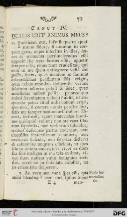 Caput IV: Qualis erit animus meus?