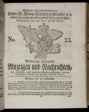 No. 23. Montags, den 10ten Junii, 1754.