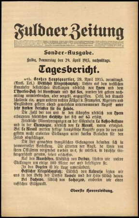 Ausgabe vom Donnerstag, den 29. April 1915.