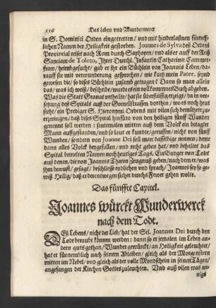 Das fünffte Capitel. Joannes würckt Wunderwerck nach dem Todt.