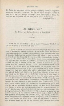 537-556 Ist Voltaire todt? : Ein Beitrag zur Voltaire-Literatur in Deutschland (Schluß)