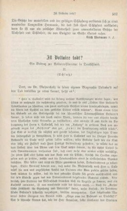 537-556 Ist Voltaire todt? : Ein Beitrag zur Voltaire-Literatur in Deutschland (Schluß)