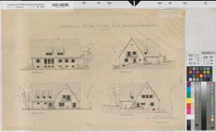 Arnsberg, Regierungshauptgebäude, Dienstvilla, Vorderansicht, Seitenansichten, Rückansicht, Entwurfsplan