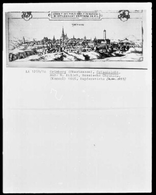 Ortsansicht von Grünberg in Oberhessen aus Wilhelm Dilichs Hessische Chronica, Kassel