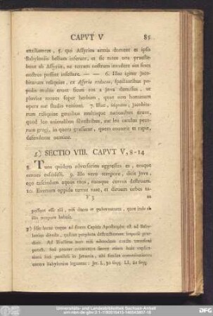 Sectio VIII. Caput V, 8 - 14