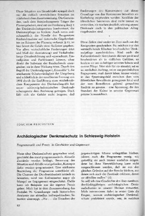 Archäologischer Denkmalschutz in Schleswig-Holstein. Programmatik und Praxis in Geschichte und Gegenwart