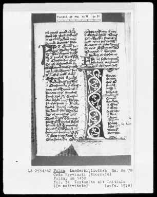 Ordo Breviarii — Initiale I(n nativitate), Folio 34recto