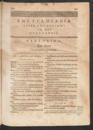 Pars Prima; Quae dicitur Geographia generalis.