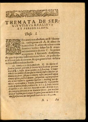 Themata De Servitutibus Realibus Et Personalibus.