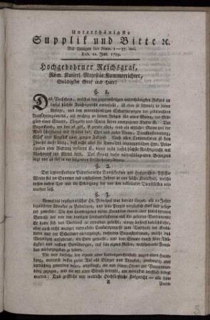 Hochgebohrner Reichsgraf, ... /§. 1. - §. 57.