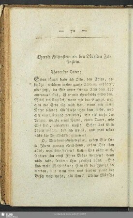 Therese Felsenstein an den Obersten Felsenstein