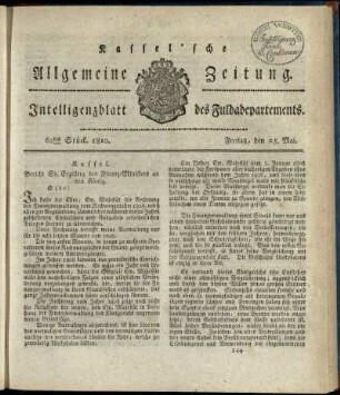 62tes Stueck, Freitag, den 25. Mai 1810