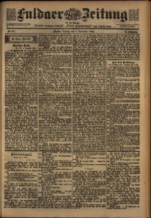 Erste Ausgabe vom Freitag, den 07. November 1902.