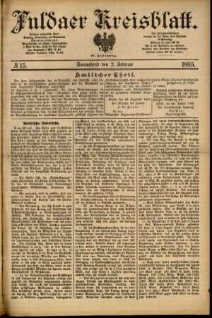 Erste Ausgabe vom Samstag, den 02. Februar 1895.