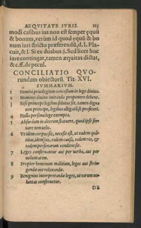Conciliatio Quorundam obiectorum. Tit. XVI.