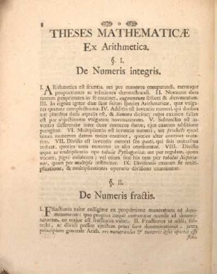 Theses mathematicæ ex Arithmetica.