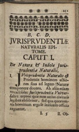 Caput I. De Natura & Indole Jurisprudentiæ Naturalis.
