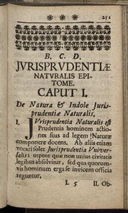 Caput I. De Natura & Indole Jurisprudentiæ Naturalis.