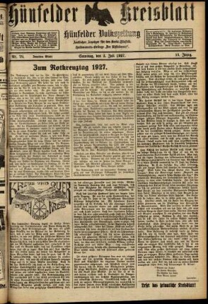 Zweite Ausgabe vom Samstag, den 02. Juli 1927.