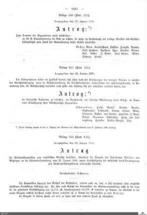 Beilagen zu Protokoll, 121. Sitzung