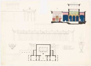 Badehaus: Grundriss, Ansicht, Schnitte und Details