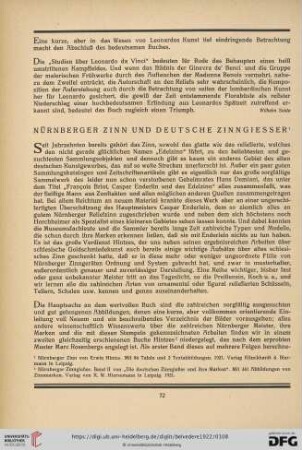 [Rezension von: Erwin Hintze, Nürnberger Zinn und deutsche Zinngiesser]