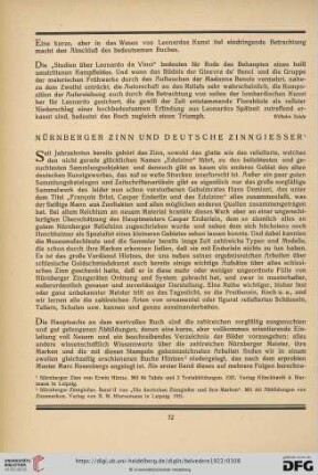 [Rezension von: Erwin Hintze, Nürnberger Zinn und deutsche Zinngiesser]
