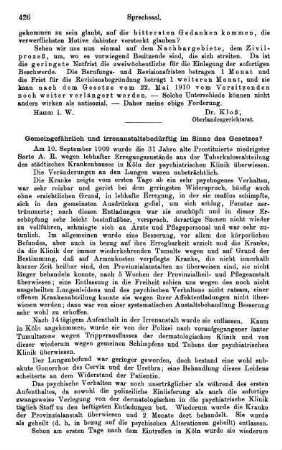 426-428, Gemeingefährlich und irrenanstaltsbedürftig in Sinne des Gesetzes?