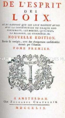 De l'Esprit des loix (3 Bde.)