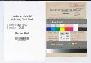Entnazifizierung Karl Becker, geb. 12.03.1891 (Kaufm.Angest.)