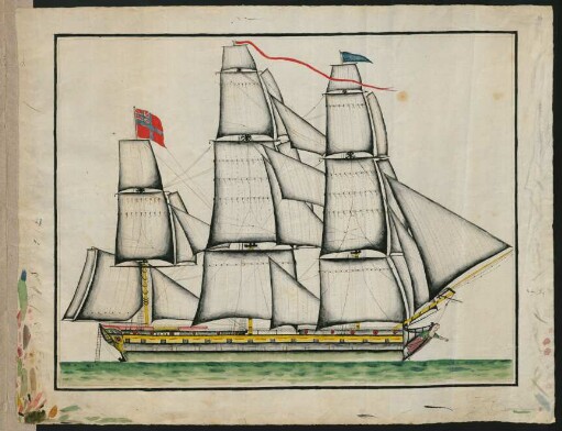 f. 16r: Englisches Kriegsschiff
