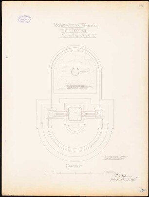 Brunnen mit Kaiser-Wilhelm-Denkmal, Lippstadt Monatskonkurrenz November 1889 (wahrscheinlich Originalzeichnung): Grundriss 1:20