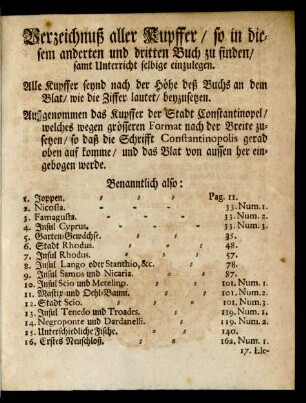Verzeichnuß aller Kupffer ...