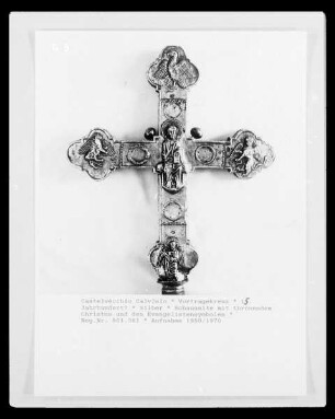 Vortragekreuz — Schauseite mit thronendem Christus und den Evangelistensymbolen