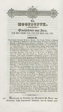 VI. Hoofdstuk. Geschiedenis van Java, van den vrede van 1723 tot dien van 1757