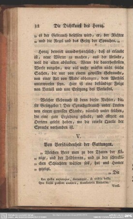 V. Von Verschiedenheit der Gattungen