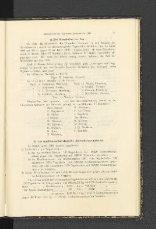 d) Das maritim-meteorologische Beobachtungsmaterial.