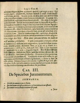 Cap. III. De Speciebus Iuramentorum.