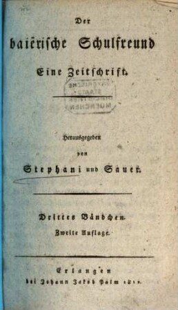 Der baierische Schulfreund : eine Zeitschrift. 3. 1812