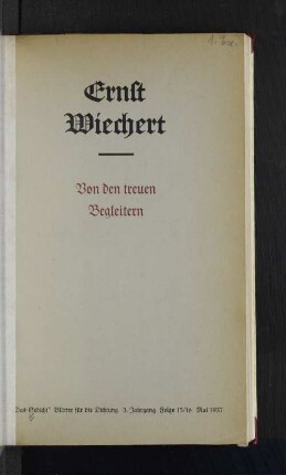 Von den treuen Begleitern : über vier Gedichte von Claudius Goethe Hölderlin und Mörike