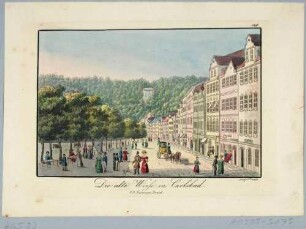 Die Straße "Alte Wiese" am Flüsschen Tepl in Karlsbad in Böhmen (heute Stará Louka an der Teplá in Karlovy Vary in Tschechien)