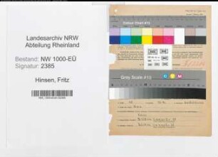 Entnazifizierung Fritz Hinsen, geb. 28.01.1888 (Polstermeister)