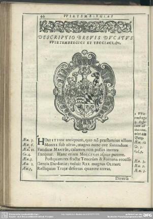 Descriptio Brevis Ducatus Wirtembergici Et Tecciaci, [et]c