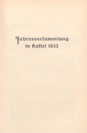 Jahresversammlung in Kassel 1932