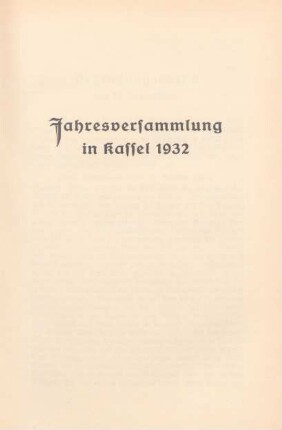 Jahresversammlung in Kassel 1932