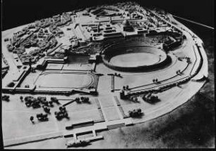 Sportfeld mit Stadion und Wiederaufbau der Burg Kalemegdan, Belgrad: Modell der Gesamtanlage, (identisch mit Inv.nr. F 5337)