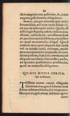 Quibus Modis Obligatio tollatur.