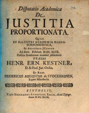 Diss. acad. de iustitia proportionata