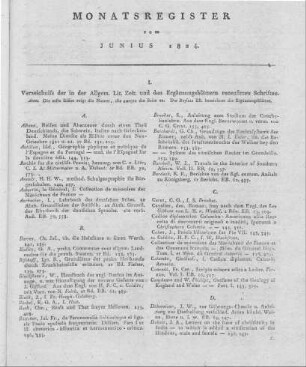 Monatsregister vom Junius 1824