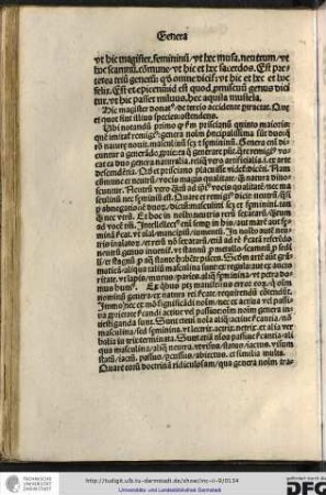 [Genera nominum quot sunt quattuor que: masculinum] ut hic magister, femininum ut hec musa, neutrum ut hoc scamnum commune ut hic et hec sacerdos...